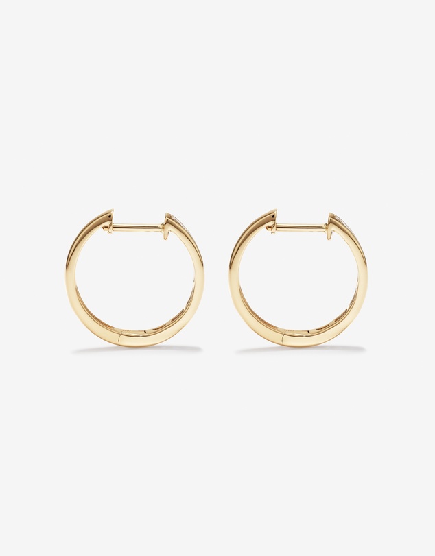 Michael Hill - 0.25 Carat TW Channel Set Round Brilliant Diamond Huggie Hoop Earrings in 10kt Yellow Gold