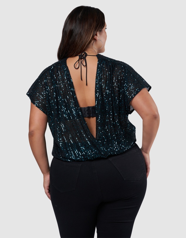 Pink Dusk by Curve Project - Flashy Sequin Top