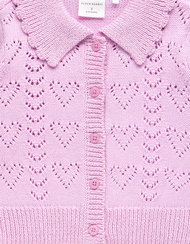 Fleur Harris - Heart Cardigan in Lilac