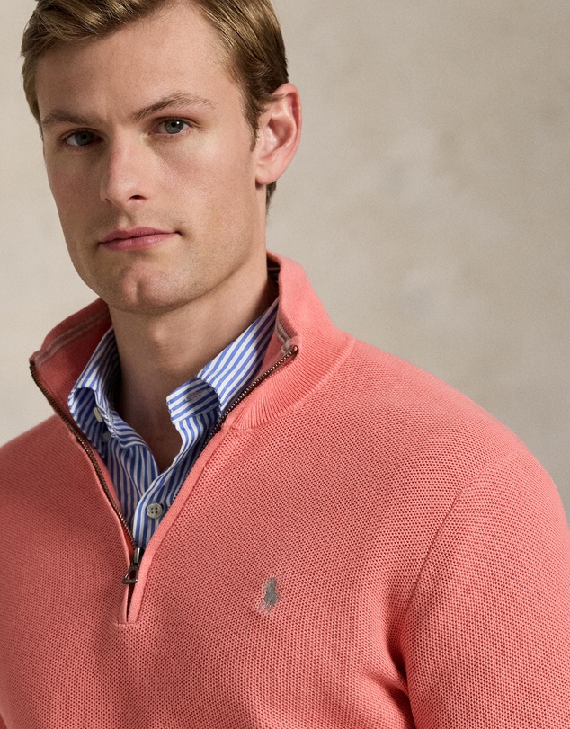 Polo Ralph Lauren - Mesh-Knit Cotton Quarter-Zip Sweater