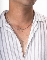 Kuzzoi - ICONIC EXCLUSIVE - Necklace Men Curb Chain Fine Basic Oxidised in 925 Sterling Silver