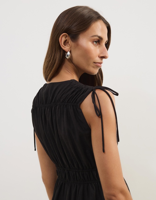 Atmos&Here - Luna Linen Blend Sleeveless Gathered Maxi Dress