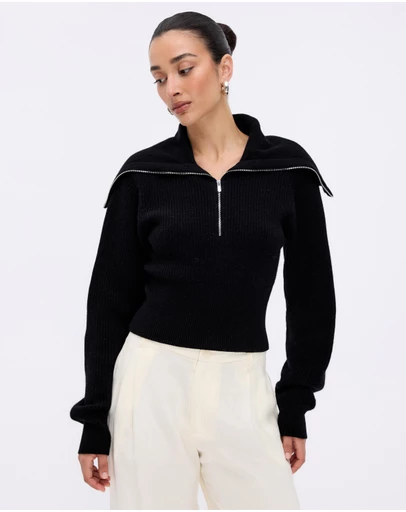 Minima Esenciales - Cyro Merino Wool Cashmere Blend Zip Knit Jumper