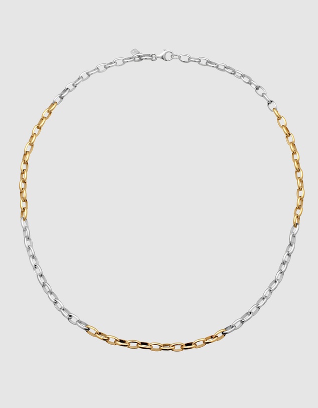 Kuzzoi - ICONIC EXCLUSIVE - Bi-Color Oval Link Chain Necklace in 925 Sterling Silver