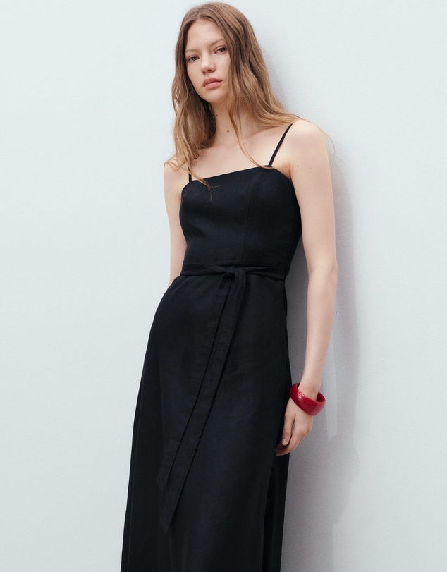 M.N.G - Nickie Bow Linen-Blend Dress
