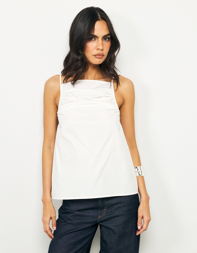 AERE - Zara Ruched Poplin Top