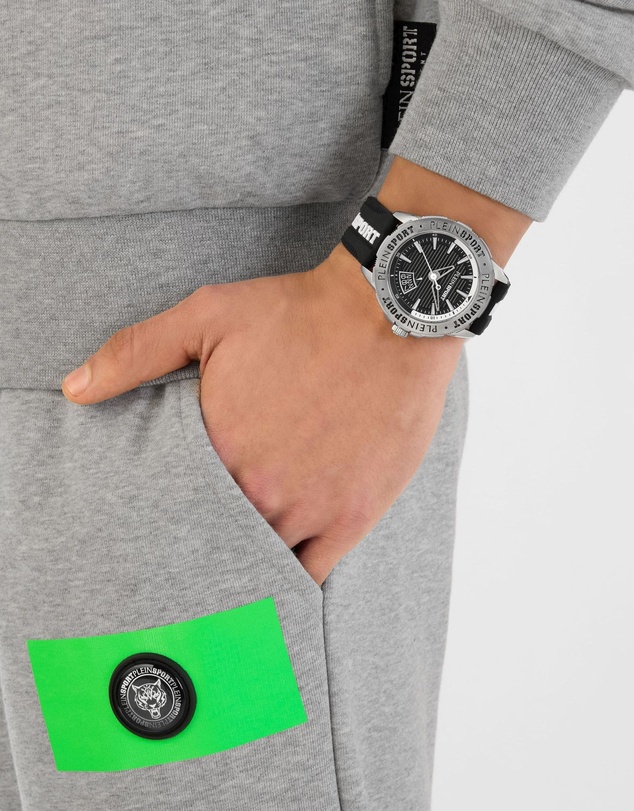 Plein Sport - Plein Rampage 44mm Black dial and Black White Silicone strap