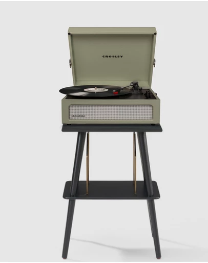 Crosley - Crosley Voyager Bluetooth Portable Turntable + Crosley Turntable Stand Bundle - Sage