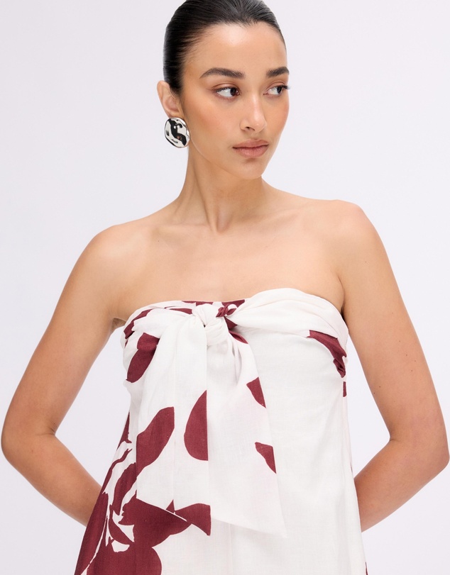 Revibe - Repaired Minima Esenciales Marlowe Linen Strapless Maxi Dress - AU 8