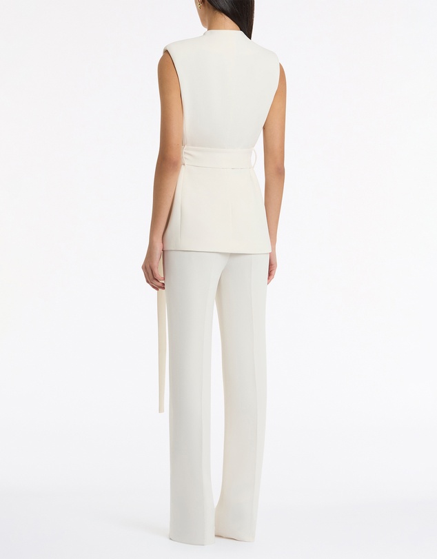 Carla Zampatti - Ivory Crepe Long Line Vest