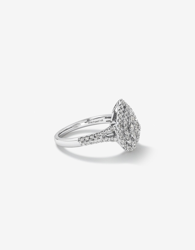 Michael Hill - 0.65 Carat TW Pear Cluster Halo Diamond Ring in 10kt White Gold