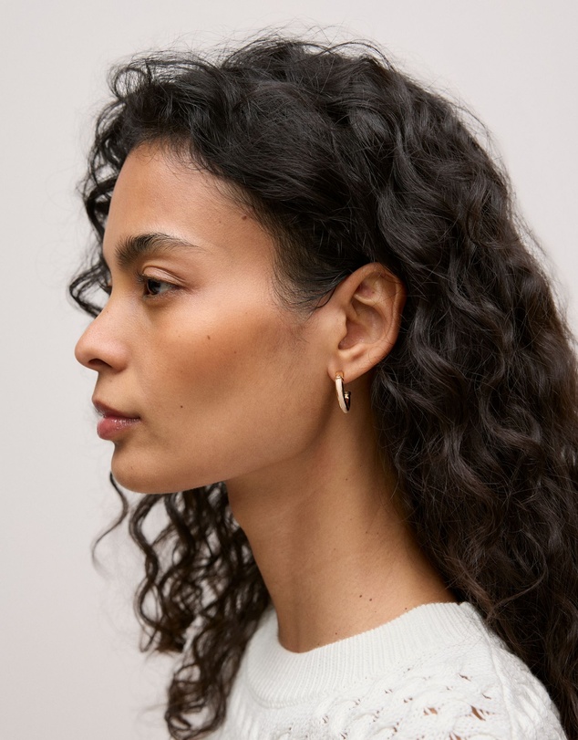Trenery - Lutra Hoop Earrings in Tahini