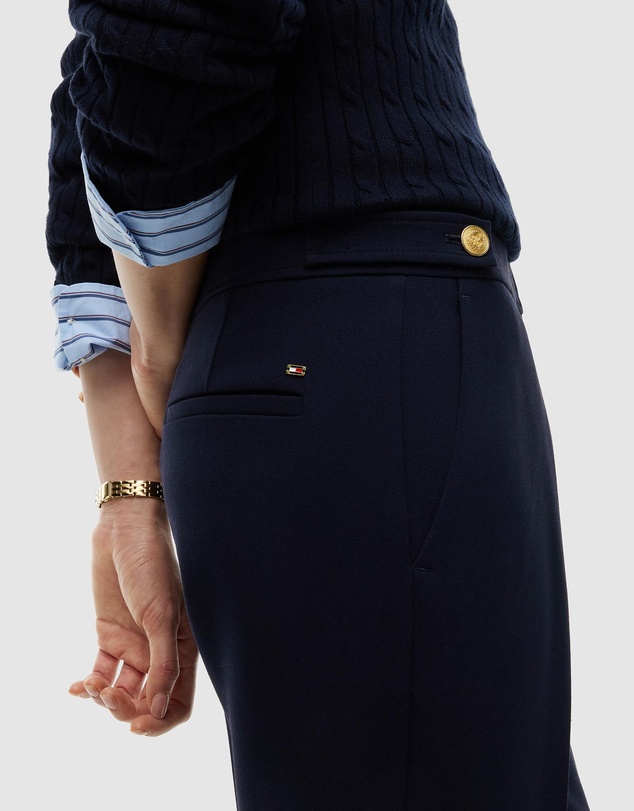 Tommy Hilfiger - Gold-Tone Button Slim Bootcut Trousers