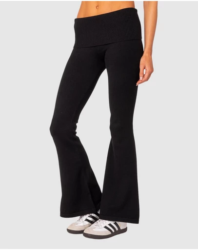 EDIKTED - Desiree Knitted Low Rise Fold Over Pants