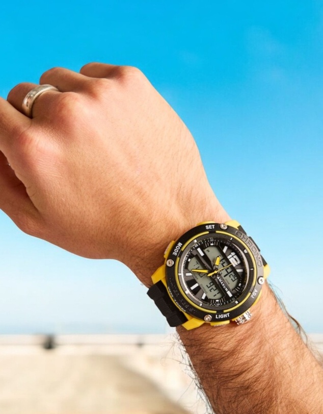 Maxum - CONQUEST Black and Yellow Analogue and Digital Watch