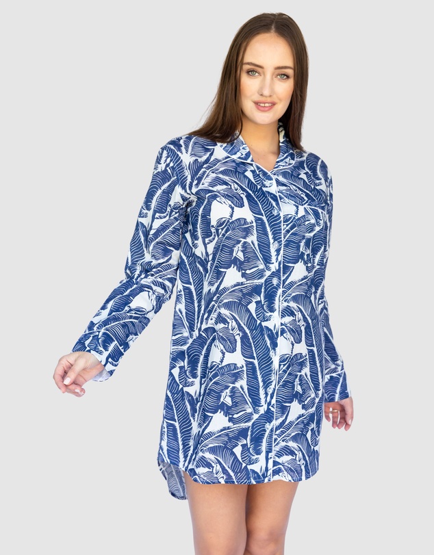 Sant And Abel - Women's Martinique® Blue Banana Leaf Night Shirt