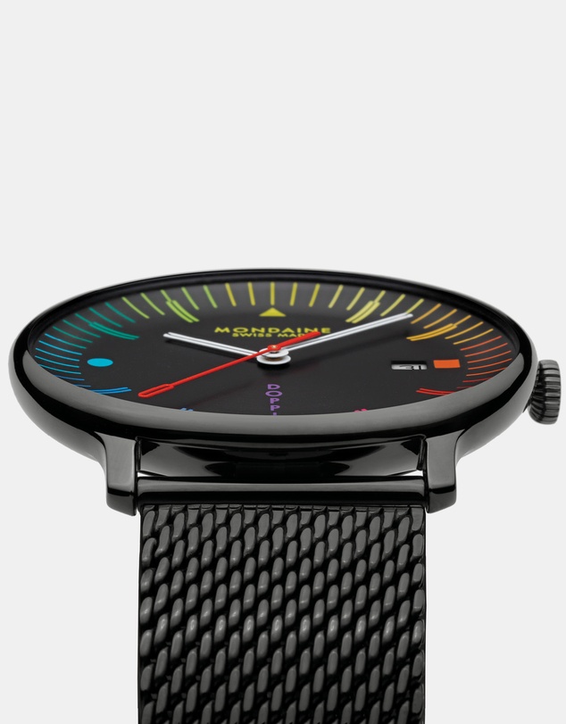 Mondaine - Mondaine Doppio Bauhaus Black Stainless Steel 41mm Watch