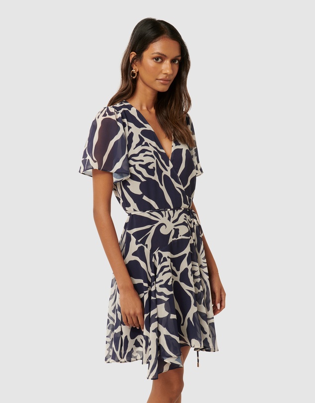 Forever New Petite - Kora Petite Asymmetric Flutter Sleeves Mini Dress