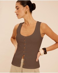 AERE - Ava Button Front Tank Top