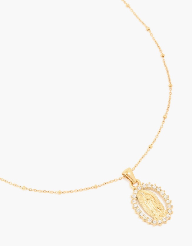 Lovisa - Waterproof Gold Plated Stainless Steel Diamante Mary Pendant Necklace