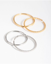 Lovisa - Mixed Metal Surgical Steel Plain & Twist Nose Ring 4-Pack