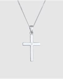 Elli Jewelry - Necklace Cross Pendant Modern Structured in 925 Sterling Silver