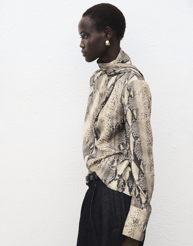 M.N.G - Animal-Print Blouse With Scarf