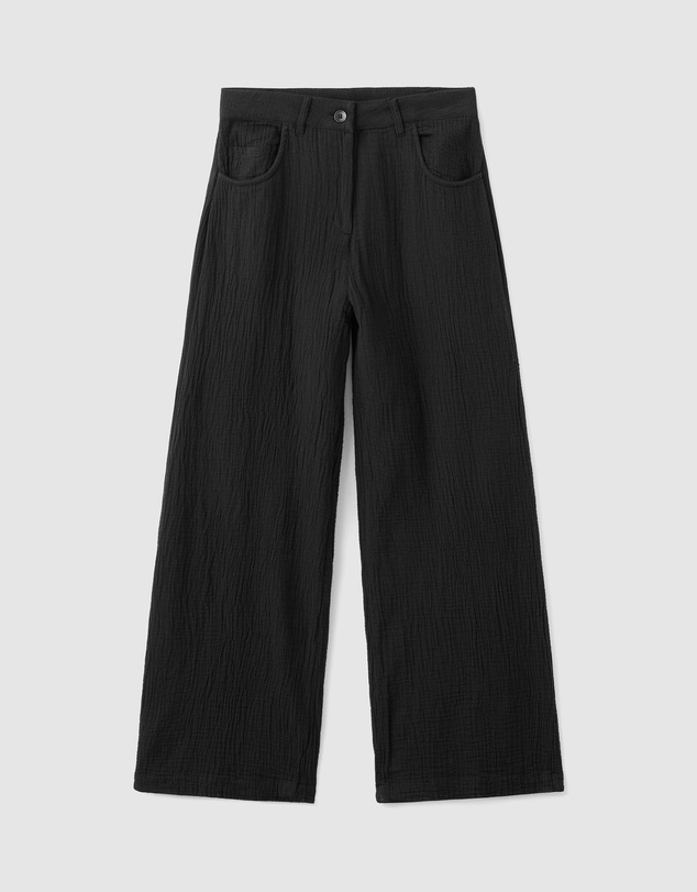 M.N.G - Straight Leg Mid Rise Crinkle Trousers