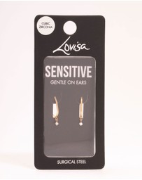 Lovisa - Gold Plated Surgical Steel Cubic Zirconia Rectangle Sleeper Earrings