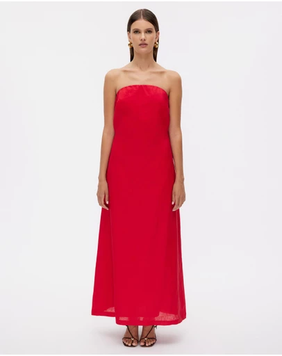 Minima Esenciales - Nivas Linen Empire Strapless Dress