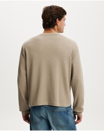 Cotton On - Cropped Fit Textured Long Sleeve T-Shirt