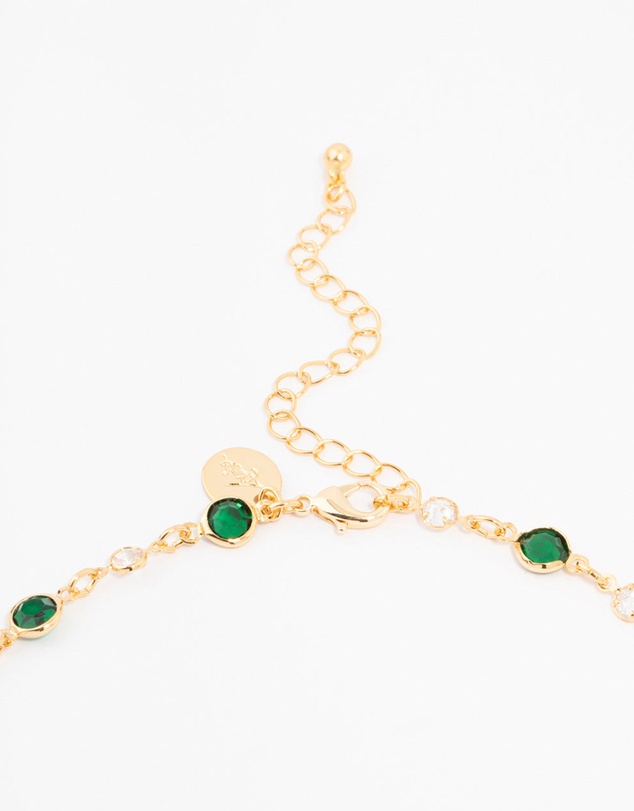 Lovisa - Gold Plated Emerald Round Station Necklace