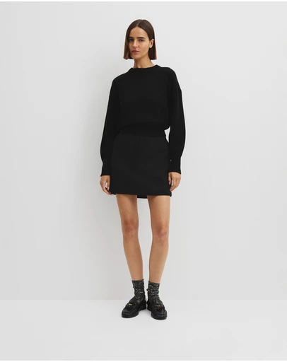 Country Road - Organically Grown Cotton Blend Crop Crew Neck Knit