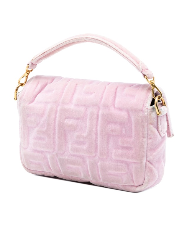 Fendi - Pre-Loved Mini Zucca Embossed Velvet Baguette Satchel