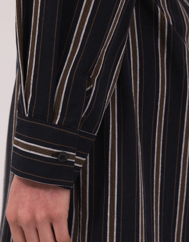 Calli - Mira Midi Stripe Ruched Waist Shirt Dress