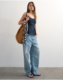 TOPSHOP - Tselle Denim Peplum Top Mb