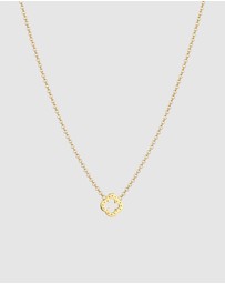 Elli Jewelry - Necklace Choker Crystal Cloverleaf 925 Sterling Silver Gold-Plated