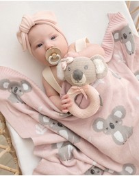 Living Textiles - Australiana Jacquard Blanket - Koala/Blush