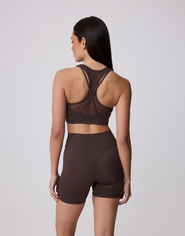 Upstate - Contour+ Mesh Back Crop - Ground Coffee