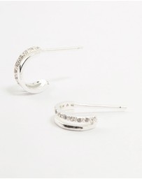 Lovisa - Sterling Silver Cubic Zirconia Double Hoop Earrings