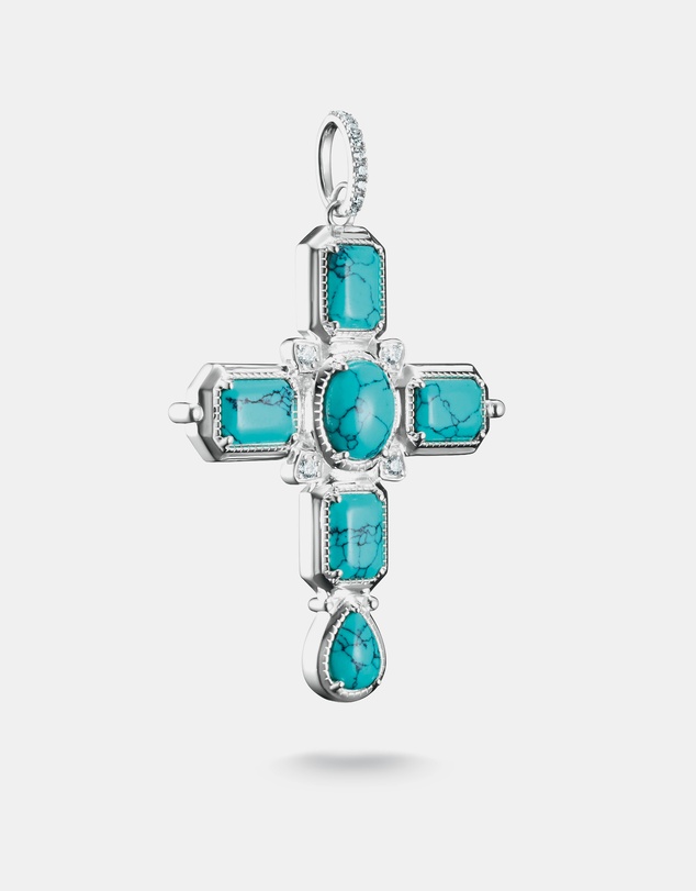 THOMAS SABO - THOMAS SABO Cross Pendant with Turquoise Zirconia Stones