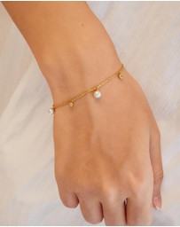 Ania Haie - Ania Haie Gold Shell Pearl & Sparkle Drop Station Bracelet
