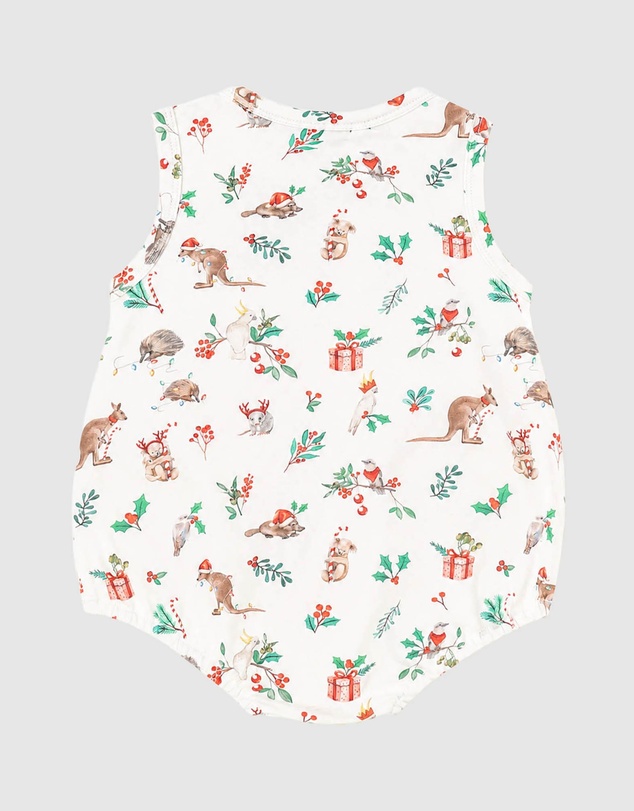 Bebe by Minihaha - Festive Print Button Up Bodysuit - Babies