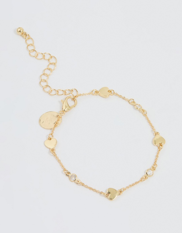 Lovisa - Gold Plated Cubic Zirconia & Heart Bracelet