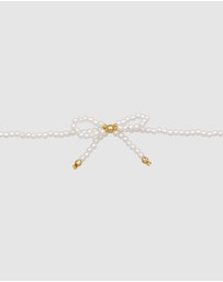 Elli Jewelry - Necklace Choker Ribbon Pearl 925 Sterling Silver Gold Plated