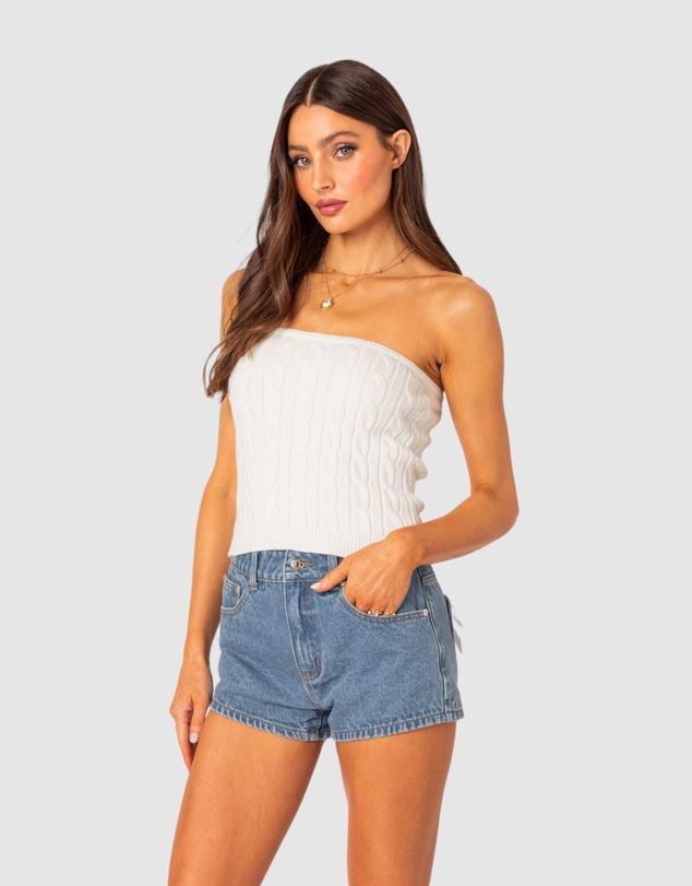 EDIKTED - North cable knit strapless top