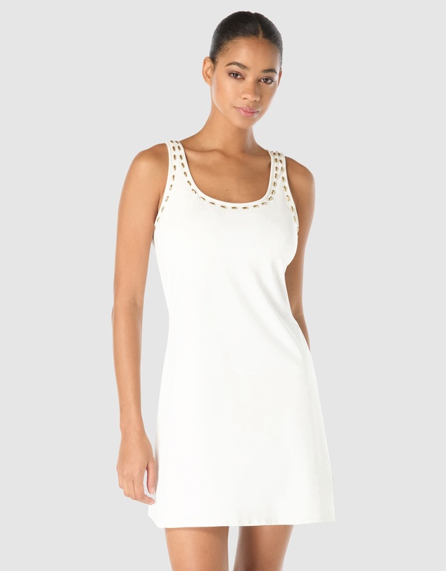 Michael Kors - Gold Studded Mini Beach Cover-Up Dress