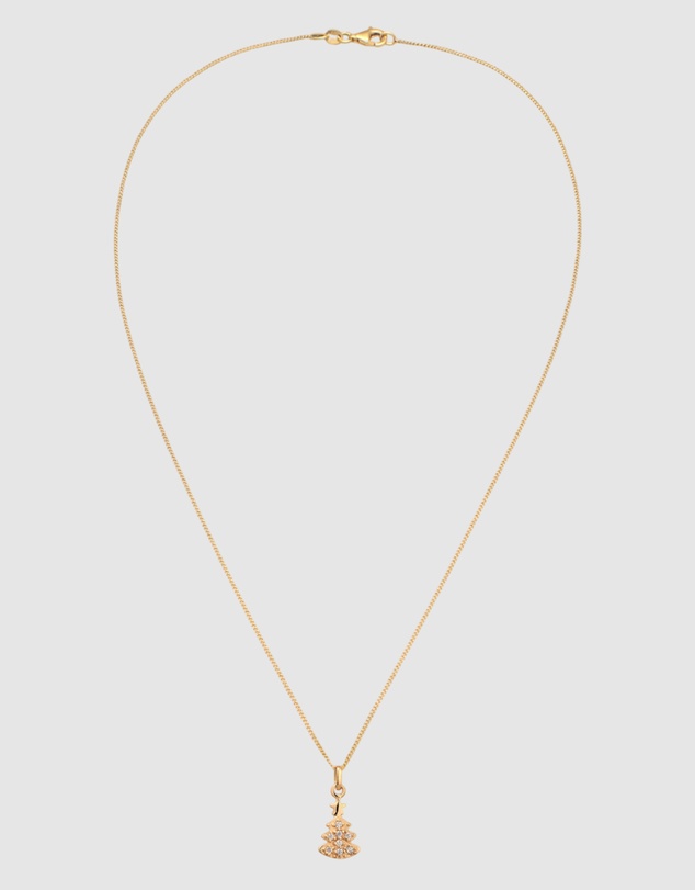 Elli Jewelry - Necklace Women Christmas Tree White Lab Grown Diamond Pendant 925 Sterling Silver Gold Plated