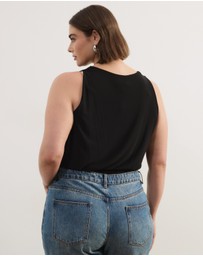 Atmos&Here Curvy - Saffron Mesh Cowl Neck Bodysuit