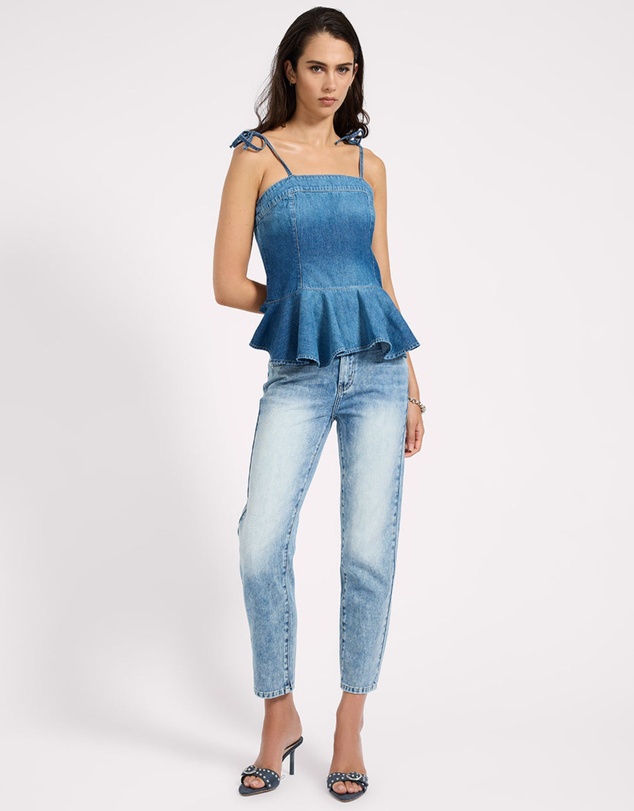 ONE TEASPOON - Peplum Frill Cami Denim Top - Blue Pasadena